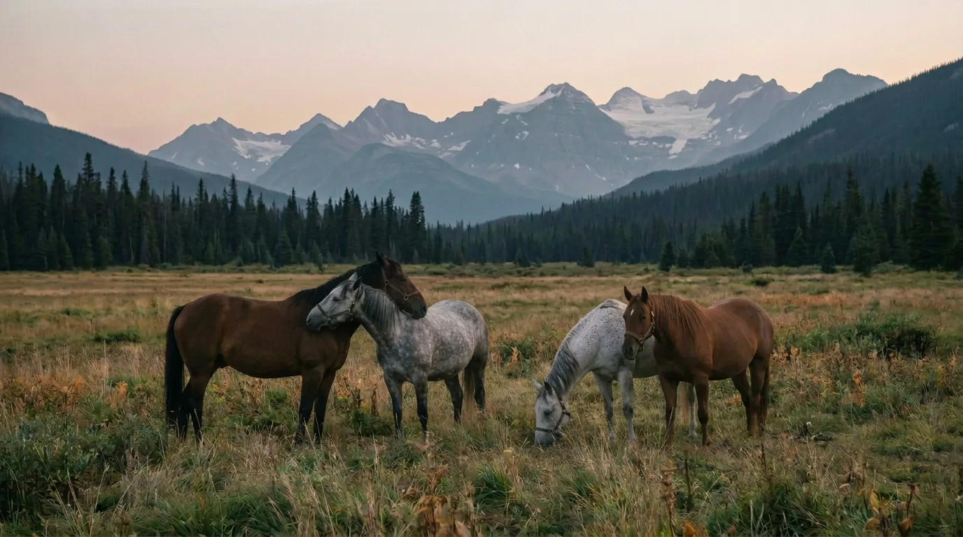 Chevaux en liberté, Les Écuries de Grange-Neuve, Haute-Savoie